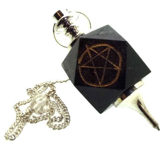 Black Tourmaline Gemstone Pentacle Pendulum