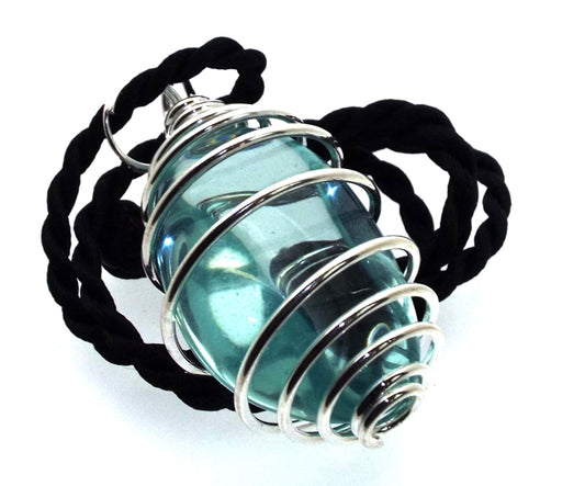 Blue Obsidian Gemstone Spiral Pendant