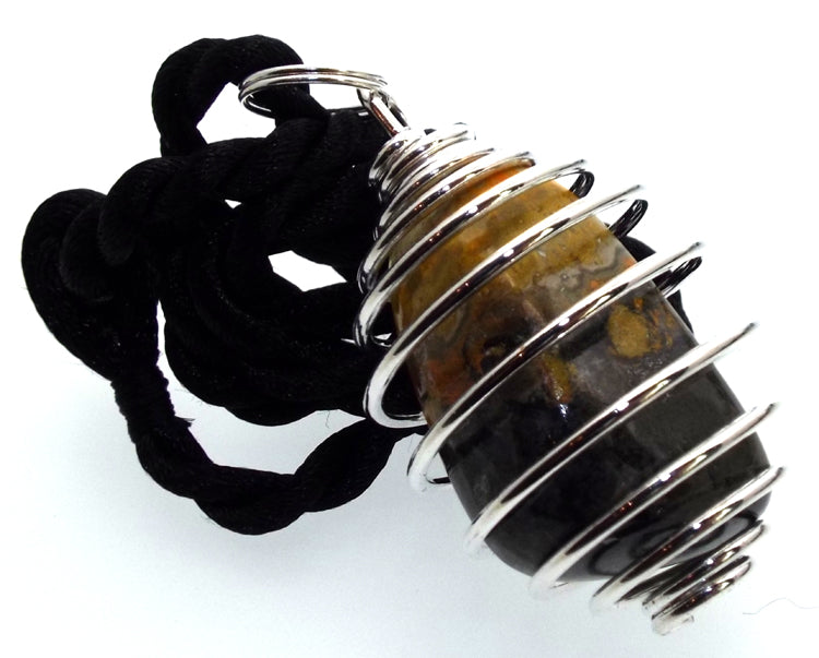 Bumble Bee Jasper Gemstone Spiral Pendant
