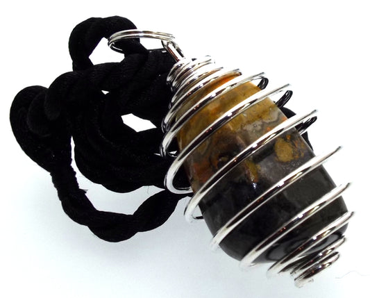 Bumble Bee Jasper Gemstone Spiral Pendant