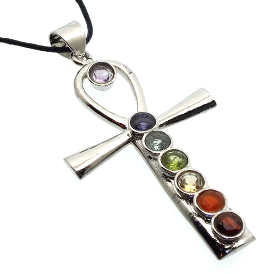 Chakra Gemstone Egyptian Ankh Pendant