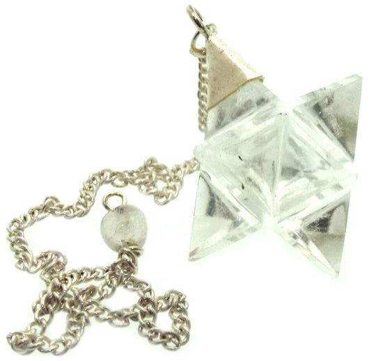 Clear Quartz Gemstone Merkaba Pendulum