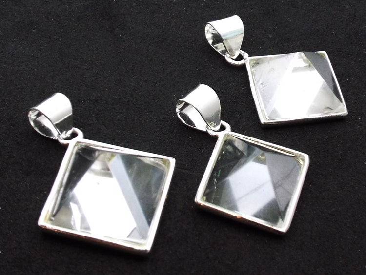 Clear Quartz Gemstone Pyramid Pendant