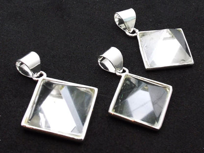 Clear Quartz Gemstone Pyramid Pendant