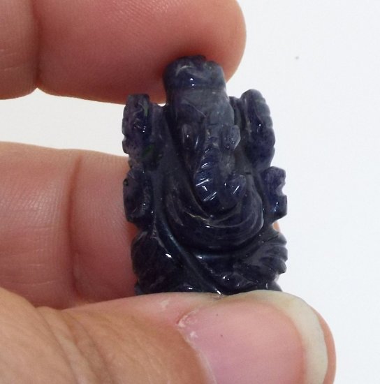 Iolite Carved Ganesha Design 3