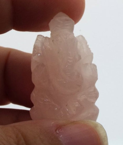 Rose Quartz Carved Ganesha Design 4