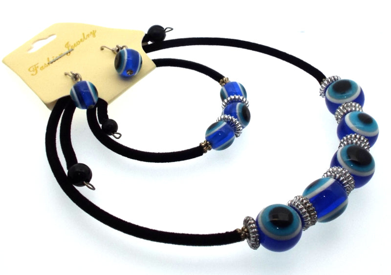 Evil Eye Bead Necklace Bracelet and Earring Set