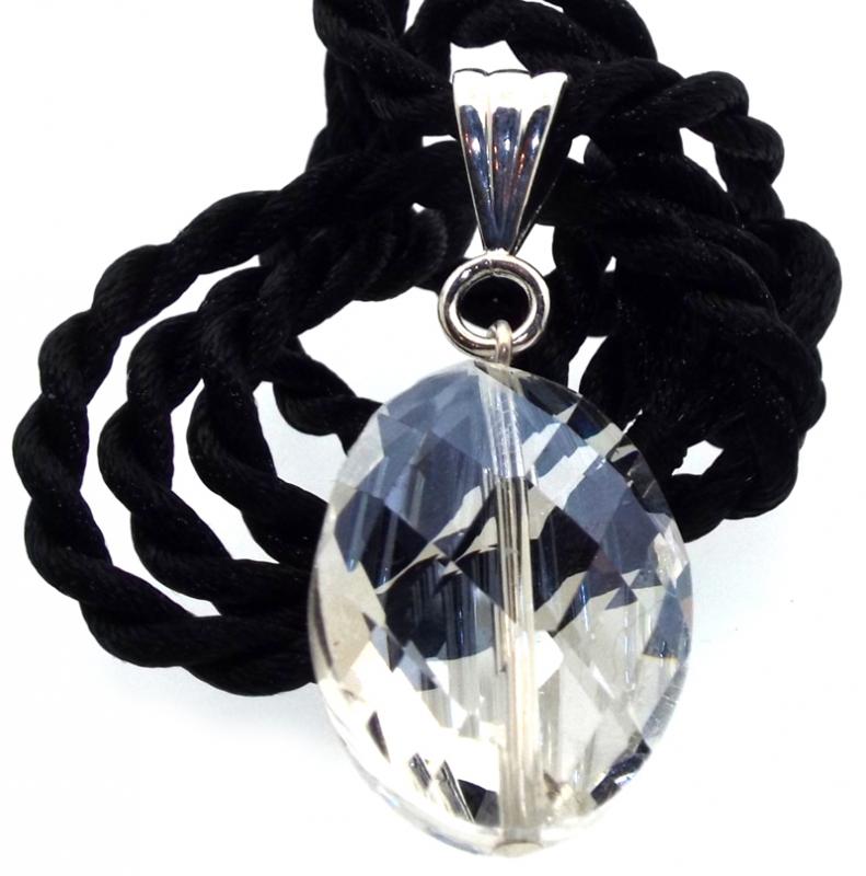 Faceted Oval Clear Quartz Pendant