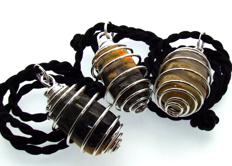 Bumble Bee Jasper Gemstone Spiral Pendant