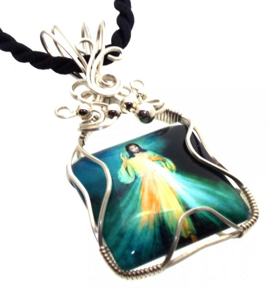 Christian Jesus Sterling Silver Wire Wrapped Pendant 05