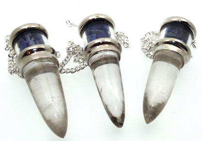 Lapis Lazuli and Quartz Gemstone Vial Pendulum