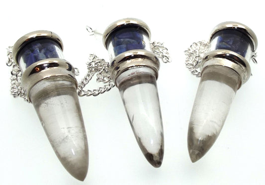 Lapis Lazuli and Quartz Gemstone Vial Pendulum