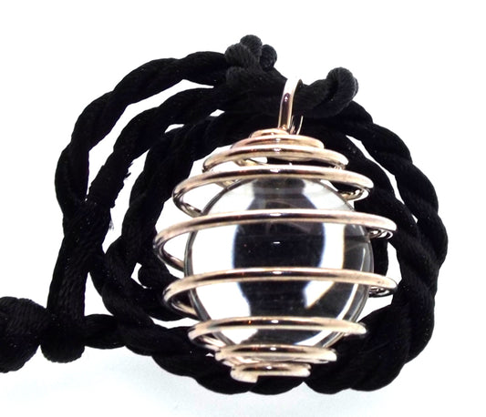 Mini Quartz Gemstone Crystal Ball Spiral Pendant