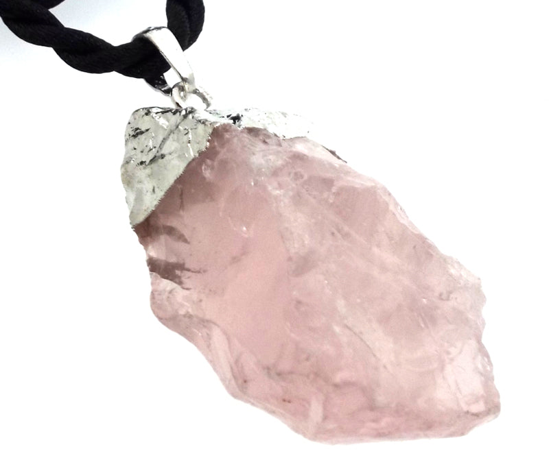 Natural Rose Quartz Electroplated Pendant