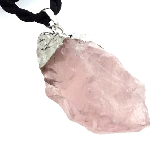 Natural Rose Quartz Electroplated Pendant