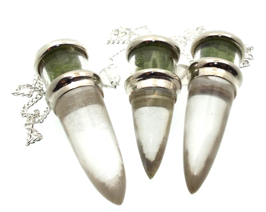 Peridot and Quartz Gemstone Vial Pendulum