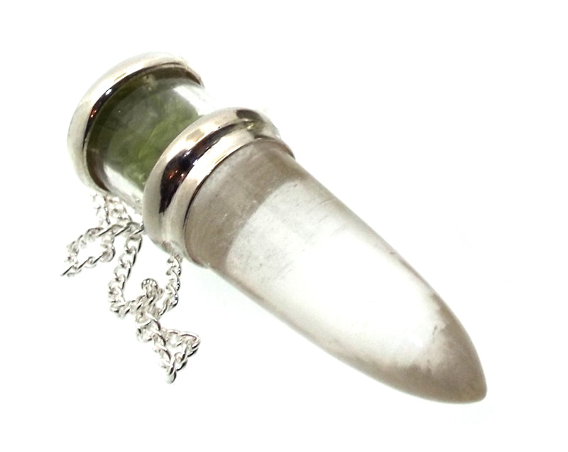 Peridot and Quartz Gemstone Vial Pendulum