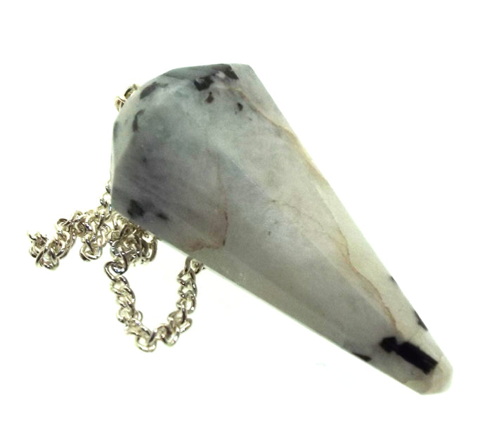 Rainbow Moonstone Gemstone Terminated Pendulum