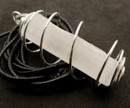 Selenite Stick Gemstone Spiral Pendant