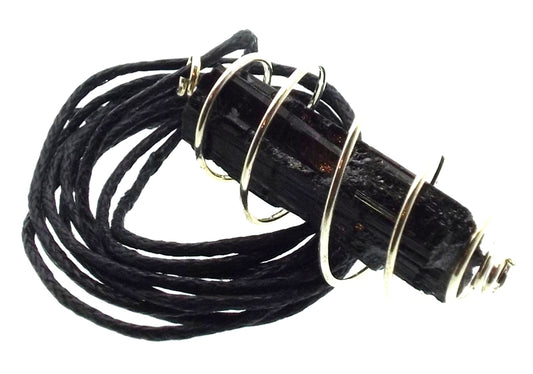 Black Tourmaline Mini Gemstone Spiral Pendant