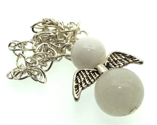 Snow Quartz Gemstone Angel Pendulum