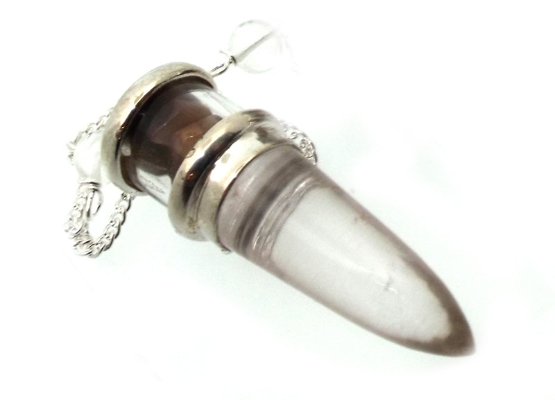 Tigers Eye and Quartz Gemstone Vial Pendulum