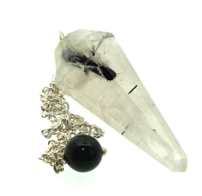 Tourmalated Quartz Gemstone Terminated Pendulum