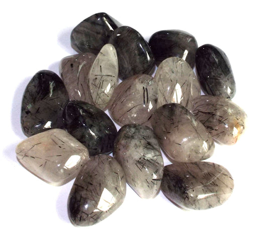 1 x Large Black Tourmalated Quartz Tumblestone
