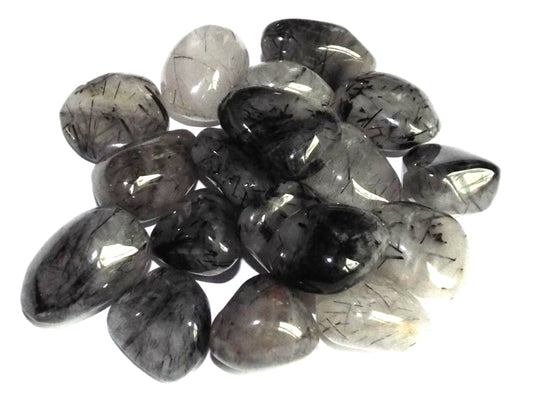 1 x Small Black Tourmalated Quartz Tumblestone