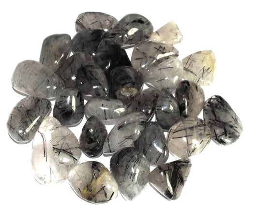 1 x Extra Small Black Tourmalated Quartz Tumblestone