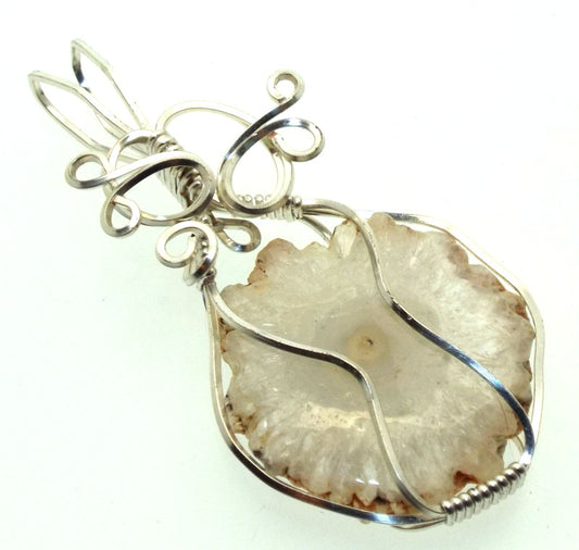 Solar Quartz Gemstone Silver Plated Wire Wrapped Pendant 04