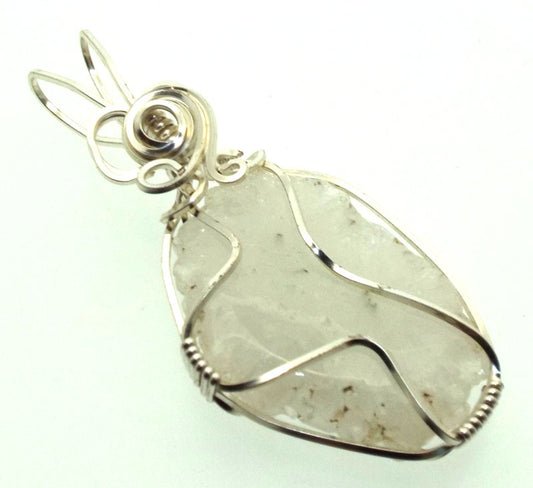 Solar Quartz Gemstone Silver Plated Wire Wrapped Pendant 05