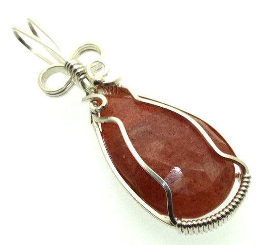 Sunstone Gemstone Sterling Silver Wire Wrapped Pendant 06