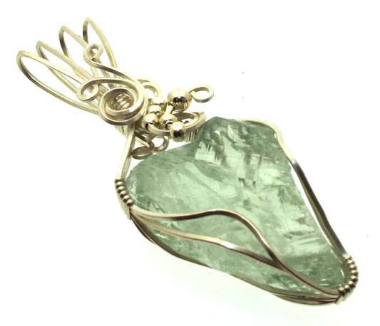 Prasiolite Gemstone Sterling Silver Wire Wrapped Pendant 01