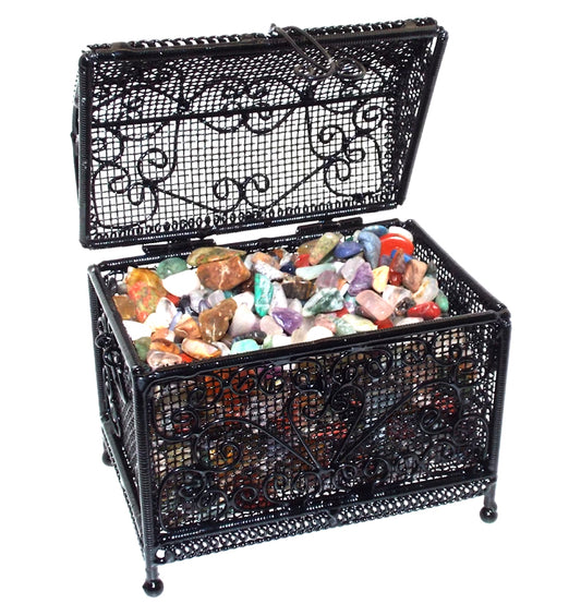 Black Wire Mini Chest Containing Tumblestone Chips