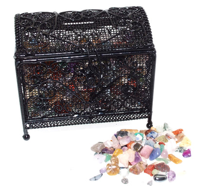Black Wire Mini Chest Containing Tumblestone Chips