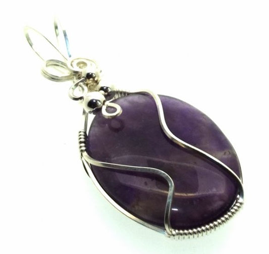 Amethyst Gemstone Silver Filled Wire Wrapped Pendant 02