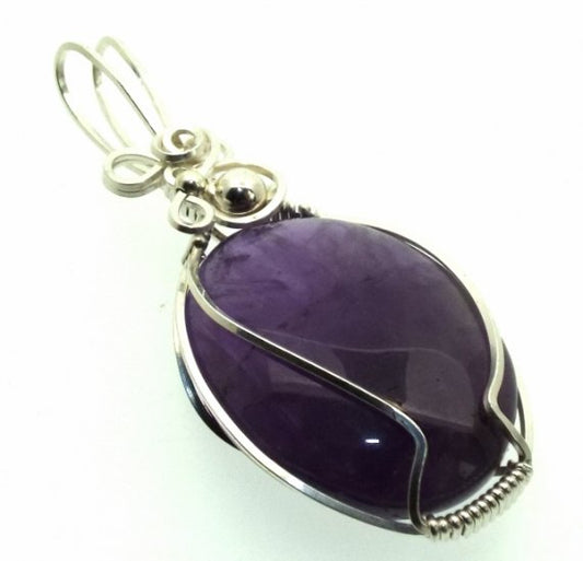 Amethyst Gemstone Silver Filled Wire Wrapped Pendant 04