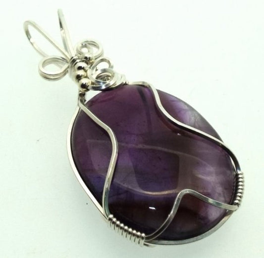 Amethyst Gemstone Silver Filled Wire Wrapped Pendant 06
