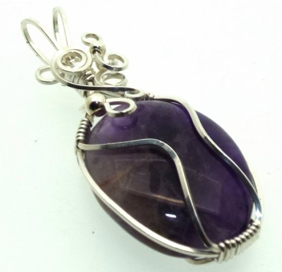 Amethyst Gemstone Silver Filled Wire Wrapped Pendant 08