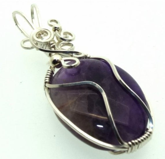 Amethyst Gemstone Silver Filled Wire Wrapped Pendant 08