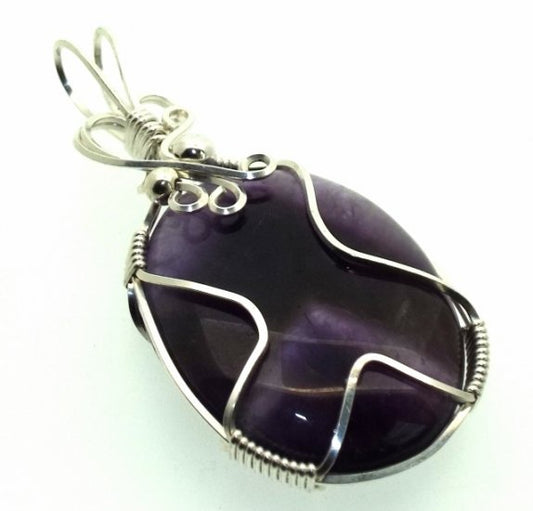 Amethyst Gemstone Silver Filled Wire Wrapped Pendant 09