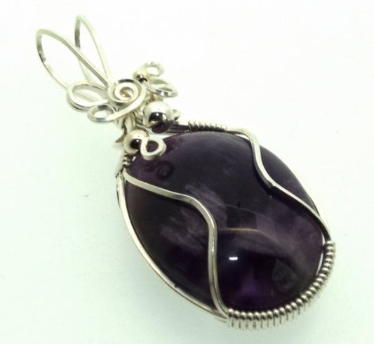 Amethyst Gemstone Silver Filled Wire Wrapped Pendant 11