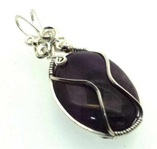 Amethyst Gemstone Silver Filled Wire Wrapped Pendant 12