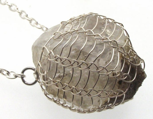 Large Herkimer Diamond Wire Wrapped Pendant 01