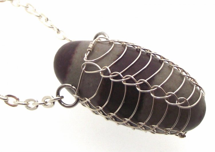 Shiva Lingam Silver Plated Wire Wrapped Pendant 02