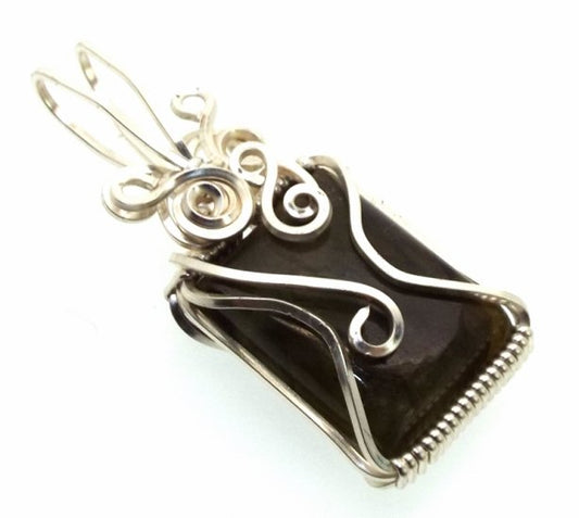 Labradorite Gemstone Silver Plated Wire Wrapped Pendant 03