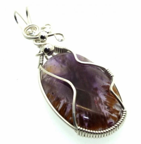 Super 7 Gemstone Sterling Silver Wire Wrapped Pendant 01
