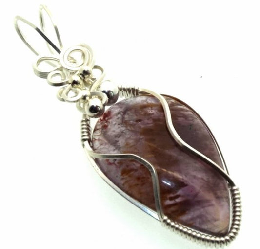 Super 7 Gemstone Sterling Silver Wire Wrapped Pendant 02