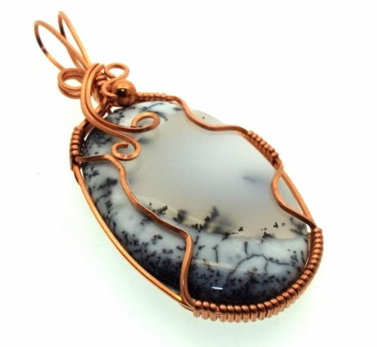 Merlinite Copper Wire Wrapped Pendant 06